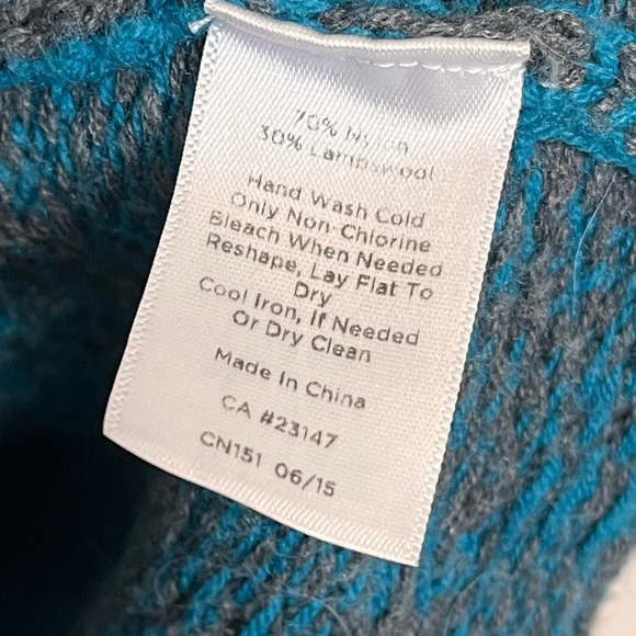 TALBOTS Wool Blend Nordic Print & Plaid Crewneck Sweater Size XL Petite blue - Picture 5 of 5